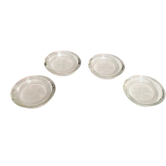 Set of 4 Vintage Glass Coasters with Etched Shamrock Design 3" Diameter - Picture 1 of 3